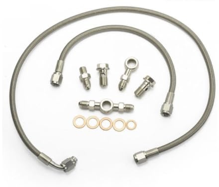 Öl-Zulauf Turbolader Leitung Set für Stahlflex Öl Dash4 AN4 Turbo AN4 Hohlschrauben Ölrestriktor für WRX STi i AVCS EVO GTR Garrett GT25 TDO4 TDO5 TD06 10100065