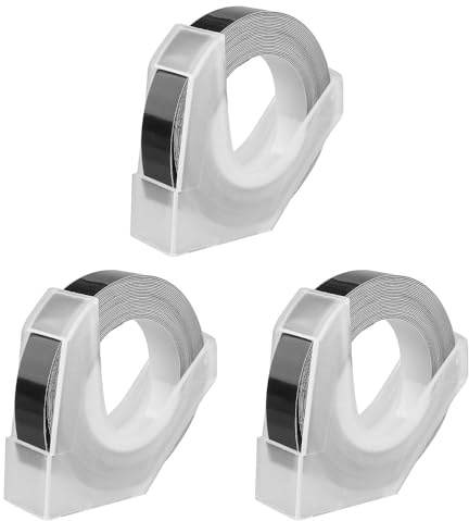 Namvo Lot de 3 Rubans adhésifs en Plastique pour gaufrage 3D, Recharge d'étiquettes pour gaufrage DYMO (9 mm x 3 m)