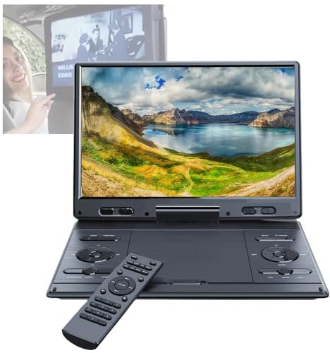 Lettore DVD Portatile Per Auto (12,5), Con Ampio Schermo Girevole HD Da 10,5, Design Esclusivo Dei Pulsanti, Altoparlante Ad Alto Volume, Supporto DVD/scheda SD/USB, Facile Da Installare ,Black