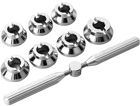 Uhrengehäuse-Öffner-Set, Professioneller Deckelöffner mit 7 Formen, Aufbewahrungsbox, Metallständer, Schraubenschlüssel, für verschiedene Uhrenmodelle