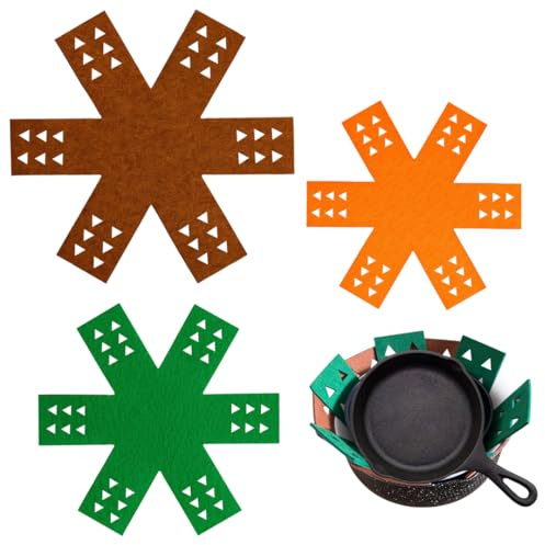 Pan Protectors, 6pcs Saucepan Protectors for Stacking, Felt Thermal Insulation Mat Reusable, Kitchen Motorhome Essentials (Brown*Green*Orange)