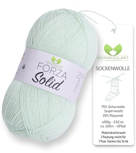 MeriWoolArt® Sockenwolle 4-fädig – 100g Merino Wolle Garn zum Stricken & Häkeln, 75% Schurwolle (superwash), 25% Polyamid, 420m – Ideal für Socken für Herren und Damen, Pullover & Cardigans 4631