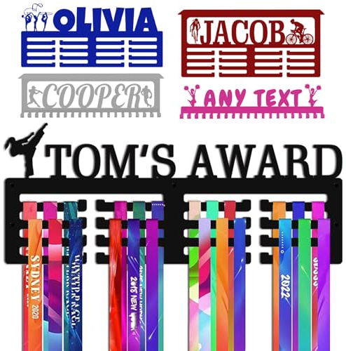Porta medaglie personalizzato con nome logo personalizzato espositore per premi nastri da parete ginnastica corridori ragazzi ragazze bambini regalo personalizzato espositore per medaglie in metallo