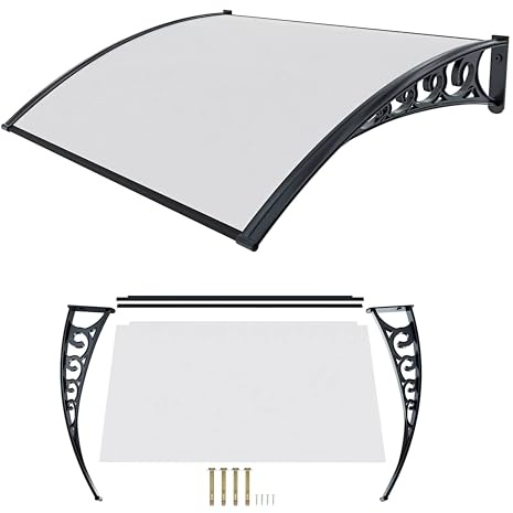AEFFE Pensilina Tettoia Modulabile Trasparente o Fumè, Per Porta da Esterno, Policarbonato Alveolare, Anti Grandine e Intemperie Resiste ai Raggi UV, Copertura per Porta (Trasparente, 100 x 60 cm)