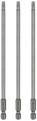 sourcing map 3pcs T25 Torx testa cacciavite bit 1/4 Hex Shank 6 (150mm) lungo magnetico senza foro punta a prova di manomissione 6 punti stella cacciavite trapano bit S2 acciaio industriale potenza