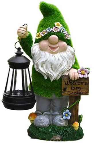 Nain de jardin solaire : adorable gnome à énergie solaire avec lampe de poche | Lumières de figurines de jardin décoratives, éclairage de sentier extérieur pour mariages, anniversaires, célébrations