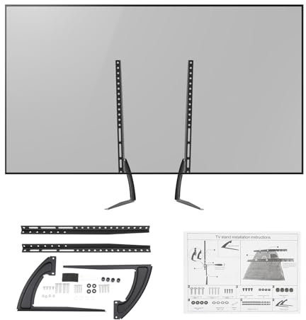 Support TV universel - Pieds réglables en hauteur - Pour TV LCD LED de 22 à 65 - Plat et incurvé - Grille perforée (H) 500 mm - Charge maximale : 35 kg