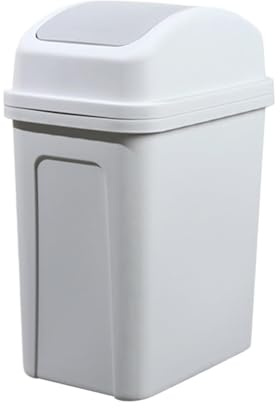7L Small Waste Bins with Swing Lid, Plastic Pedal Trash Can for Kitchen & Offices, Durable & Odor-Proof (Light Gray)