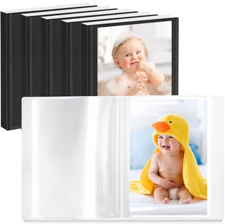 Vienrose Fotoalbum 13x18 6er Set Einsteckalbum 52 Fotos Personalisierbar | Babyalbum, Familienalbum, Hochzeitsalbum, Schwarzes Design, Geschenkidee