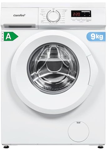 COMFEE' CFE12EW90/W Lave-linge frontal 9KG, Classe énergétique A, Moteur BLDC 1400 tr/min, 15 Programmes, Prélavage, Blanc [Classe énergétique A]