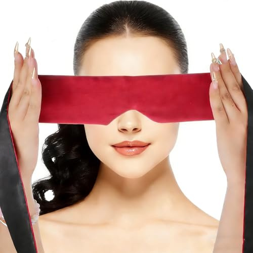 Augenbinde Schlafen,Satin-Augenmaske,Schlafmaske Herren,Sleeping Mask,Schlafbrille,Erotischer Verdunkelungs-Augenschutz,Geeignet Für Männer Und Frauen Schlafen In Der Nacht Camping Reisen (Rot)