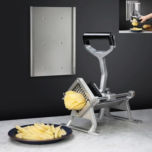 Generico Taglia Patate a Parete, Affetta Patate in Acciaio Inox con Lame da 6 mm, 10 mm e 13 mm, Montaggio Fisso su Bancone O a Parete