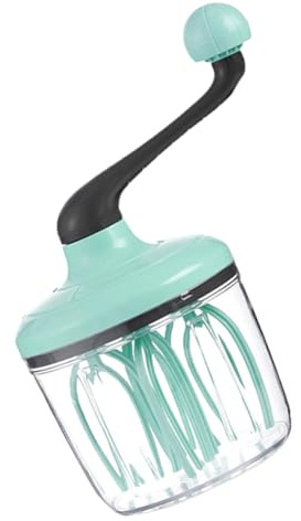 Fouet Manuel à Manivelle pour Œufs et Crème, Poignée Ergonomique | Plastique Léger, Opération Manuelle, Mousse et Battage, la Cuisine Maison ou Restaurant, Vert Clair