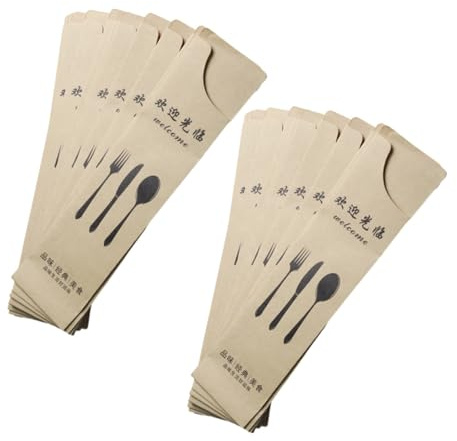 NOLITOY 100 Stück Besteckhalter aus Kraftpapier Starke und Staubdichte Bestecktaschen für Party und Outdoor Hochzeiten Praktische Aufbewahrung für Messer und Gabel
