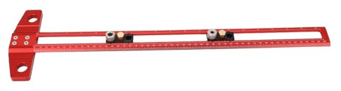 CFTGIW Holzbearbeitungs-T-Lineal, 50 Cm Zoll-Skala, Bohrmarkierungslineal mit 6, 8, 10 Mm Bohrhülsen, Kombiniert und Bohren Als Werkzeug, Holzbearbeitungs-T-Lineal, Bohrlineal, T-Typ, Anreißlineal,