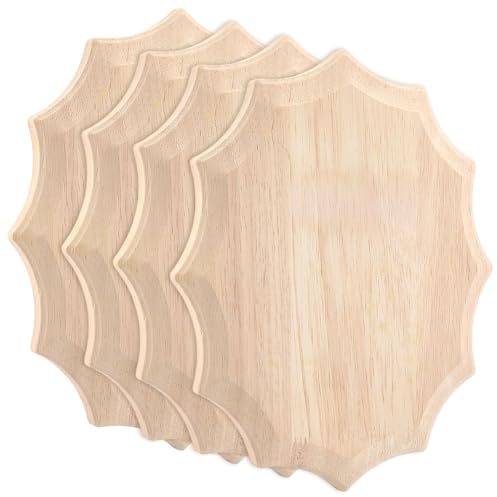 FINGERINSPIRE 4 Stück Unfertige Holzplakette 198x250x16.5mm Oval Aus Holz Rohling Naturholz Zum Bemalen Schnitzen Brennen DIY Bastelarbeiten Für Heimdekorationsprojekte