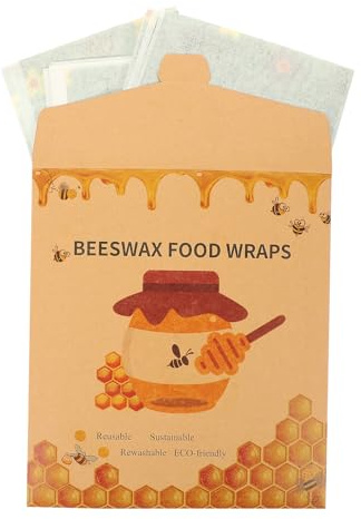 DECOMELODY 3 Stück Bienenwachstuch aus Natürlichem Wachs Wiederverwendbare Frischhalte Schüsseldeckel in Großem Mittel und Klein Nachhaltige Lebensmittelverpackung für Brot Käse und Obst