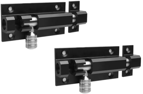 Vibsky Serratura a perno per porta scorrevole, 10,2 cm, senza chiave, in lega di alluminio antiruggine, adatta per ingresso, bagno, cucina, camera da letto, include viti, nero/argento