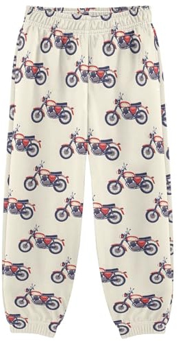 Vintage Red Motorbikes Pattern Boys Sweatpants Jogger Sports Kids Active Pants Bottoms 7-8Y