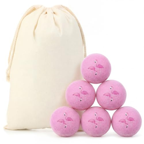Jenaai 6 Pcs Wool Dryer Balls Bulk for Easter Laundry Basket Cute Organic XL Wool Dryer Laundry Balls Natural Soft Fabric Softener Anti Static Fabric Softener Alternative for Clothes(Pink Flamingo)