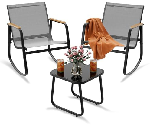 Xbro Salotto da Giardino 3 Pezzi con Poltrone Oscillanti