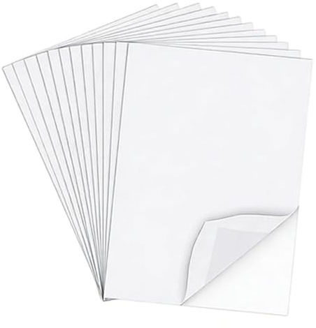 Lote de 12 hojas adhesivas de doble cara, A4, transparente, extra fuerte, cinta adhesiva de doble cara, para manualidades, álbumes de recortes, fotos, papel, cartón, bricolaje y decoración, fácil de