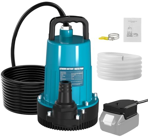 Akku dykpump vattenpumpar för Makita 18V (utan batterier), klar vattenpump dykpump med säkerhetslock 10 m slang för pool, vattenbäddar, avloppsvattenpump, poolöverdrag (SET1-utan)