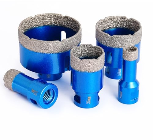 5 Piezas Broca De Diamante M14, 16/22/35/50/68 Mm Broca Porcelanico, Coronas para Porcelanico, Indicado Para Taladrar En Seco Sobre Materiales Duros Como Baldosas, CeráMica, MáRmol, Granito