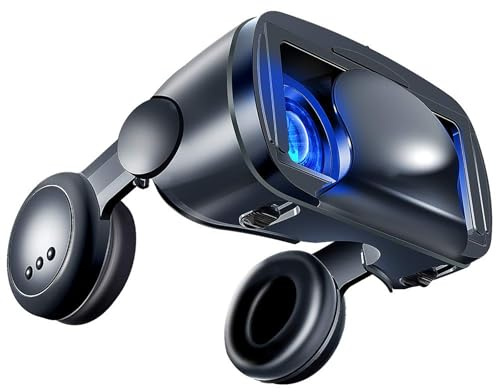 Gafas 3D Realidad Virtual, Auriculares VR con Filtro Luz Azul, Sonido, ProteccióN Ocular BLU-Ray, Ligeras Y Compactas, para Smartphones Android De 5-7 Pulgadas,Black