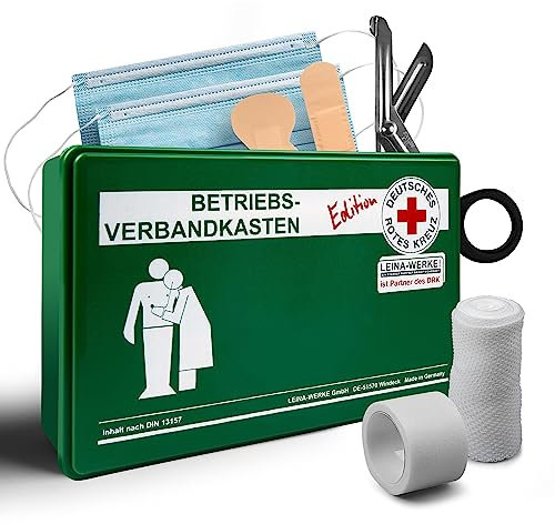 LEINAWERKE 82182 BetriebsVerbandkäste Klein DIN 13157 mit Wandhalterung grün