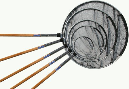 Japankescher rund Ø 40 cm, Holzstiel 60 cm schwarzes Netz, Maschenweite: fein