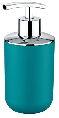 WENKO Distributeur Savon Liquide, Porte Savon Liquide, Brasil, Turquoise, Pet incassable, 320 ML, 7.3 x 16.5 x 9 cm