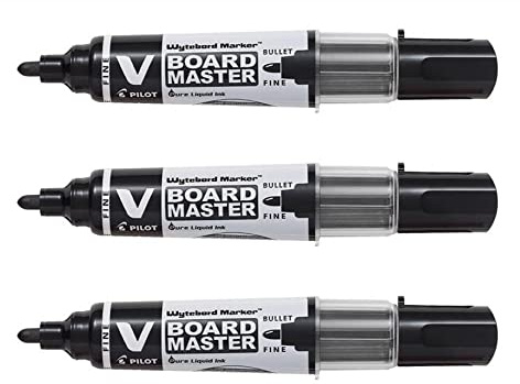 PILOT 3 Marker, trocken abwischbar Rundspitze, VBOARD MASTER, feine Spitze, Schwarz