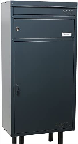 Paketbriefkasten Safepost 65 Paketbox anthrazit-grau (RAL 7016) großer Briefkasten mit gesichertem Paketfach