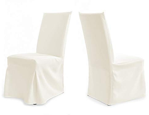 TexDeko 2er Pack Universal Stuhlhussen für Stühle mit gepolsterter Lehne bis 112cm Modell: Paris XL (Creme)