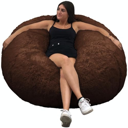 bananair - Sitzsack XXL mit Füllung für Erwachsene - Ultra Weich und Bequem mit Schaumstoff Füllung - Maschinenwaschbarer Bezug - Giant Bean Bag Chair, Sofa, Bed, Couch (120 cm, Schokolade)