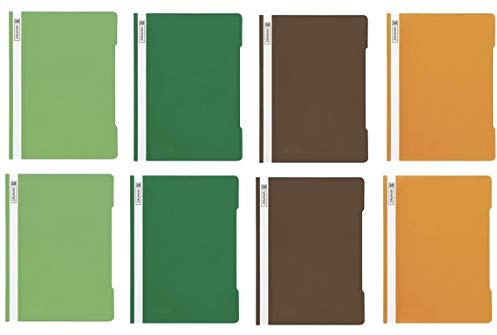 8 Brunnen Schnellhefter A4 farbig sortiert PP-Folie glasklares Deckblatt (Nature Edition)