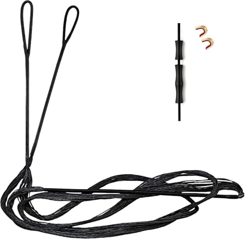 Deerseeker Archery Bow String Replacement with Finger Protector & 2 Nock Points Dacron Bowstring 12, 14, 16 Strands Bow Accessories for Recurve Bow Traditional Longbow （12-AMO 62）