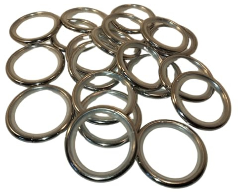20x Gardinenringe mit Gleiteinlage Ø 16, 20 & 25 mm Edelstahl-Optik | Rundringe aus Metall mit Gleiteinlage und Faltenlegehaken für Gardinenstangen Ø 16, 20 und 25 mm. Leichtgängiges Aufziehen.