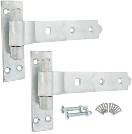 Infinity Decor Gekröpfte und gerade robuste Haken und Band Eisen Torscharniere Paar – verzinktes Zink (20,3 cm gekröpfte Paare)