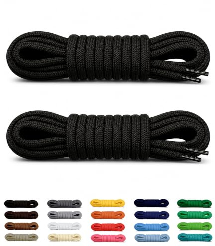 Lacets Ronds 4 mm - 2 Paires Pour Bottes Et Chaussures Montantes Sécurité Et Randonnée - Tressage Renforcé, Tenue Durable