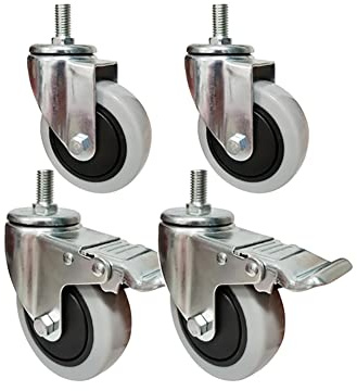 4 Zoll Schwerlastrollen 100mm M14-Gewinde Möbelrollen Mit Bremse Universal- Schwenkbar Industriell Transportrollen Tragfähigkeit 600 Kg Lenkrollen Für Wagen Werkbank (4 Stück)