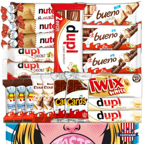 Schokolade Mix Box | Geschenkbox mit Kinderschokolade & bekannten Marken | Schokoriegel & Süßigkeiten Mix | Für Kinder Familie | Geschenkidee | Candy & Bar®