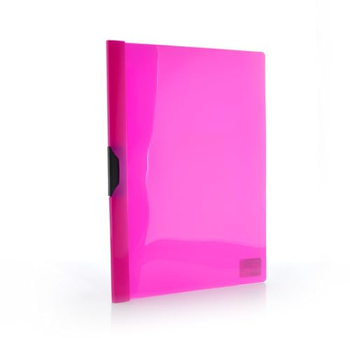 Office Box, Packung mit 10 Clip-Mappen, mit Kunststoffklammer, A4, Colorline, mit transparentem Deckel und Kapazität für bis zu 30 Blatt aus 100 % Eco PP, Farbe: Fuchsia