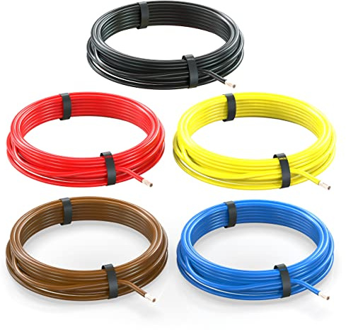 Câble électronique AUPROTEC 4,0 mm² Ensemble de 5 couleurs à 2 m FLRY-B en anneau