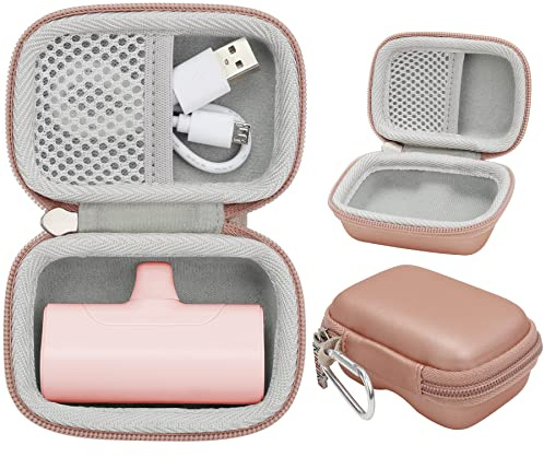 Khanka Harts Etui für iWALK/Veger Kompakte Handy Ladegerät Mini Externer Akku Kompatibel mit iPhone 4800/4500/3350mAh 5000mAh und Ladekabel | Für iWALK/Veger 3350/4500/4800/5000mAh Power Bank und Ladekabel;Hartschalenetui,Rosa,Nur Etui