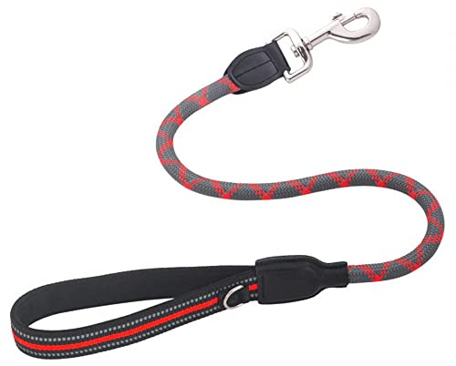 DONGKER Kurze Hundeleine, 80cm/31,5'' Seil-Verkehrsleine mit gepolstertem Griff, Hunde Trainingsleine Seil mit Reflektierenden Fäden für kleine, mittelgroße und große Hunde bis zu 40-110 LBS