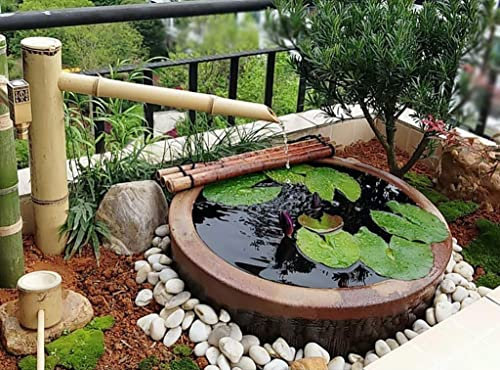 Fuente Zen De Bambú, Fuente De Agua Jardín Japonés Al Aire Libre, Cascada, Estanque Zen Al Aire Libre 100% Hecho A Mano para Decoración De Jardín
