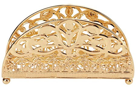 Tomotato Porte Serviettes de Table en Fer, Distributeur de Mouchoirs Creux Doré, Métal Porte-Serviettes en Papier pour Dîner Intérieur et Extérieur Cuisine Restaurant Bar à Domicile