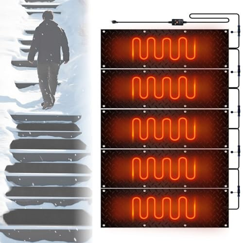 NILoykg& 5PCS Schnee Schmelzmatte, 10 'X30' Beheizte Gehwegmatte, Gummi Beheizte Matte Mit Netzkabel, Schnee Und EIS Schmelzende Matte, No-Slip Heizung Eingangsmatten Für Winter Außentreppen, Garagen